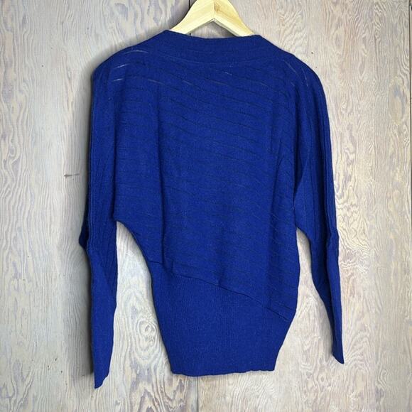 NWT Vintage Les Copains Blue Sheer Striped Sweater - Picture 2 of 6